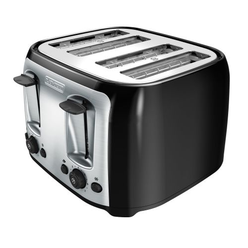  BLACK+DECKER 4-Slice Toaster with Extra-Wide Slots, BlackSilver, TR1478BD