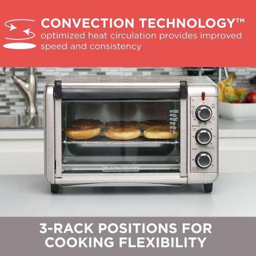  BLACK+DECKER 6-Slice Convection Countertop Toaster Oven, Stainless Steel, TO3210SSD