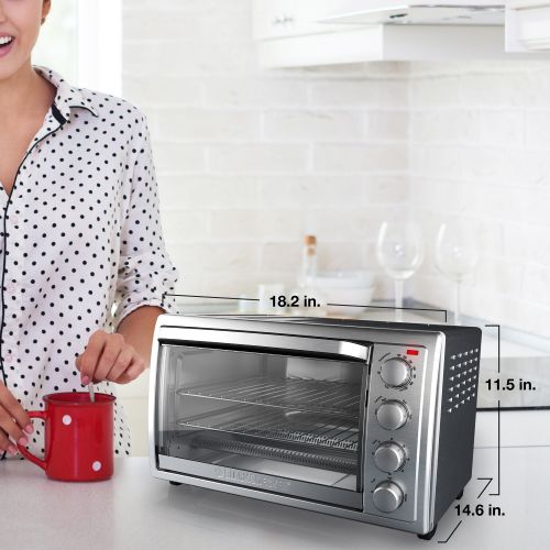  BLACK+DECKER Rotisserie Convection Countertop Toaster Oven, Stainless Steel, TO4314SSD