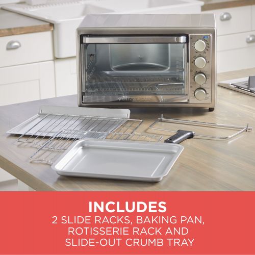  BLACK+DECKER Rotisserie Convection Countertop Toaster Oven, Stainless Steel, TO4314SSD