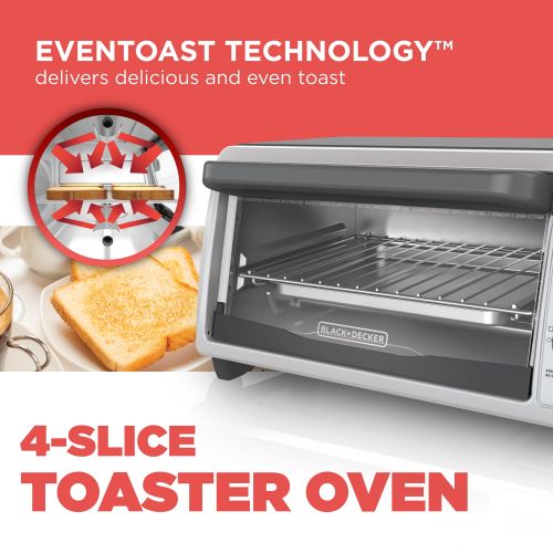  BLACK+DECKER 4-Slice Toaster Oven, Stainless Steel, TO1322SBD