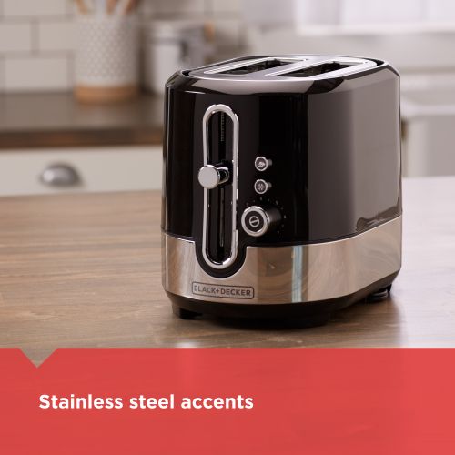  BLACK+DECKER 2-Slice Extra Wide Slot Toaster, BlackSilver, TR2200SBD