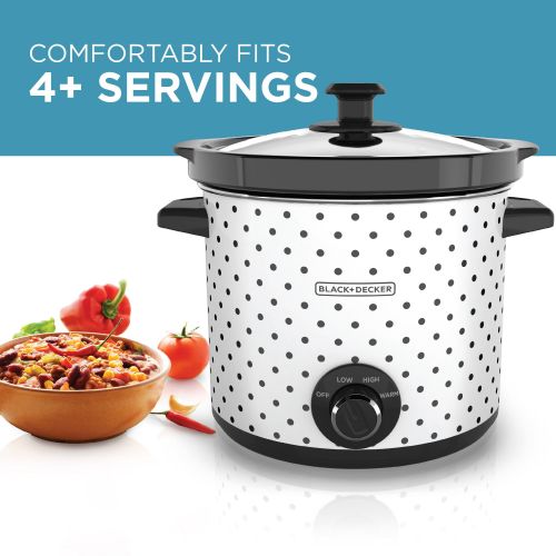  BLACK+DECKER 4-Quart Slow Cooker, WhiteBlack Polka Dot, SC1004D