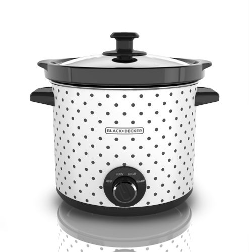  BLACK+DECKER 4-Quart Slow Cooker, WhiteBlack Polka Dot, SC1004D