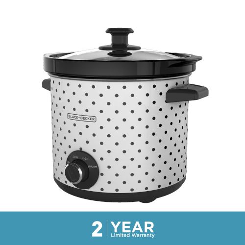  BLACK+DECKER 4-Quart Slow Cooker, WhiteBlack Polka Dot, SC1004D