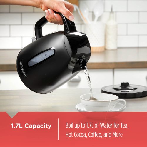  BLACK+DECKER 1.7L Rapid Boil Electric Cordless Kettle, Black, KE1500B