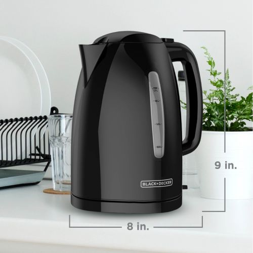  BLACK+DECKER 1.7L Rapid Boil Electric Cordless Kettle, Black, KE1500B