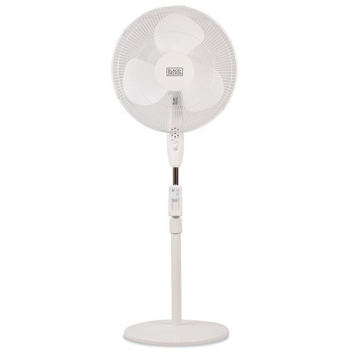  BLACK+DECKER 16 Stand Fan with Remote, Oscillation, White