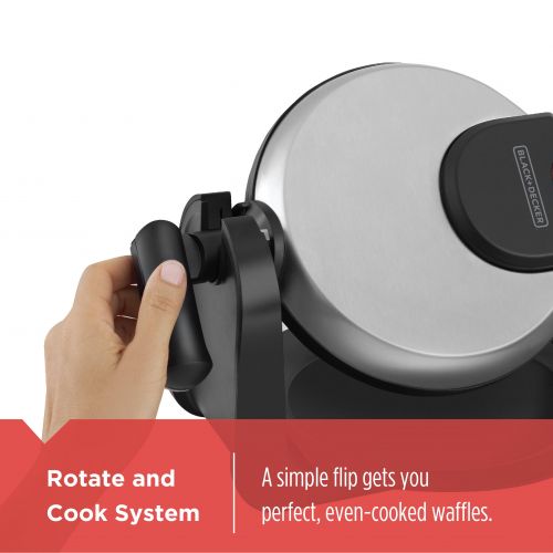  BLACK+DECKER Belgian Flip Waffle Maker, Black/Silver, WM1404S