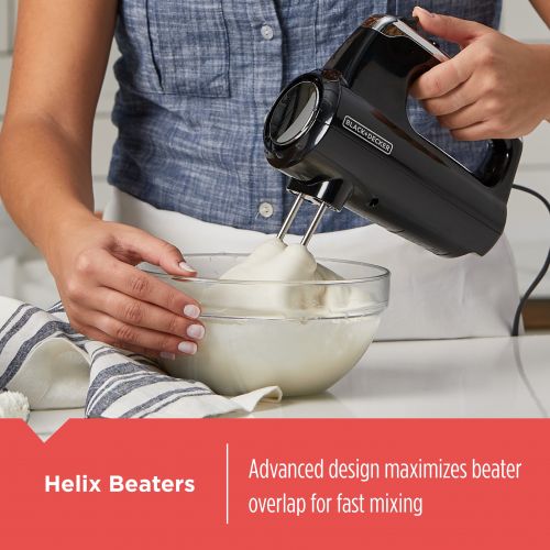  BLACK+DECKER Helix Performance Premium 5-Speed Hand Mixer, Red, MX600R