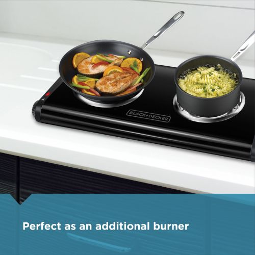  BLACK+DECKER Double Burner Portable Buffet Range, Black, DB1002B