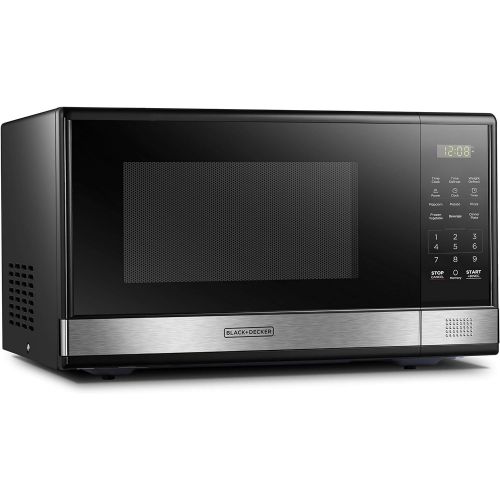  [아마존 핫딜] [아마존핫딜]BLACK+DECKER EM031MB11 Digital Microwave Oven with Turntable Push-Button Door,Child Safety Lock,1000W,1.1cu.ft,Stainless Steel, 1.1 Cu.Ft