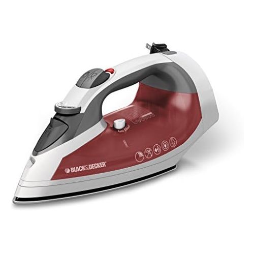  [아마존베스트]BLACK+DECKER Black & Decker ICR07X Xpress Steam Cord Reel Iron, White/Red