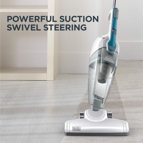  Black & Decker BDST1609 3-in-1 Corded Lightweight Handheld Cleaner & Stick Vacuum Cleaner, White with Aqua Blue
