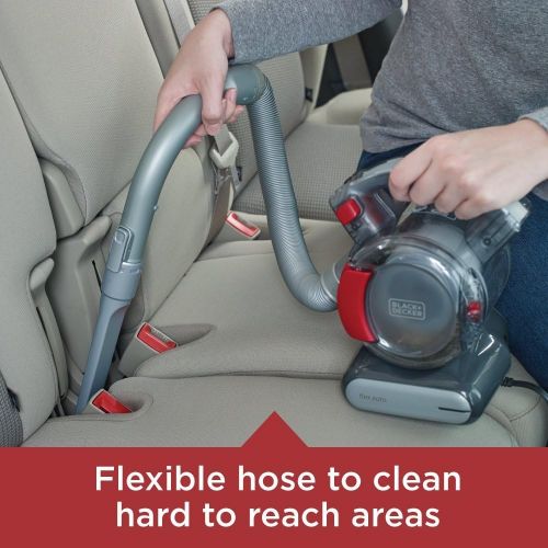  BLACK+DECKER Flex Car Vacuum, 12V Corded (BDH1200FVAV), Iron/Red