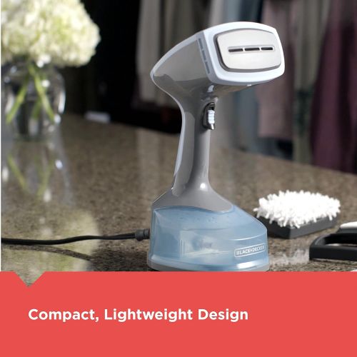  BLACK+DECKER Advanced Handheld Garment / Fabric Steamer with 3 Attachments, Gray/Blue, HGS200