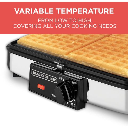  BLACK+DECKER 3-in-1 Waffle Maker with Nonstick Reversible Plates, Stainless Steel, G48TD