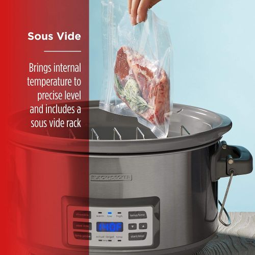  BLACK+DECKER SCD7007SSD 7-Quart Digital Slow Cooker with Temperature Probe + Precision Sous-Vide, Capacity, Stainless Steel