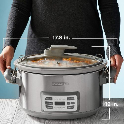  BLACK+DECKER SCD7007SSD 7-Quart Digital Slow Cooker with Temperature Probe + Precision Sous-Vide, Capacity, Stainless Steel