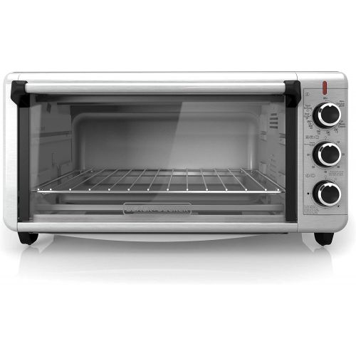  BLACK+DECKER TO3240XSBD 8-Slice Extra Wide Convection Countertop Toaster Oven, Includes Bake Pan, Broil Rack & Toasting Rack, Stainless Steel/Black Convection Toaster Oven