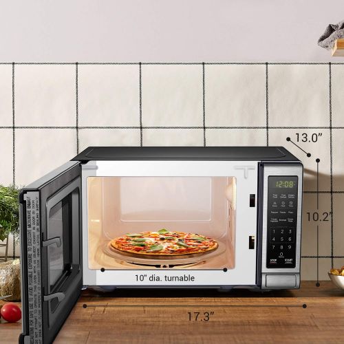  BLACK+DECKER EM720CB7 Digital Microwave Oven with Turntable Push-Button Door, Child Safety Lock, 700W, Stainless Steel, 0.7 Cu.ft