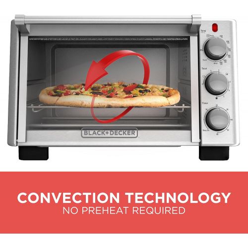  BLACK+DECKER 6-Slice Convection Countertop Toaster Oven, Stainless Steel/Black, TO2050S
