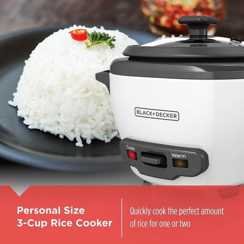  Black+Decker RC503 Uncooked Rice Cooker, 3-cup, White