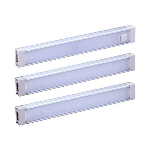  BLACK+DECKER LED Under Cabinet Lighting Kit, Cool White, Stick up Design, 3-Bars, 6” Each (LEDUC6-3CK), 6