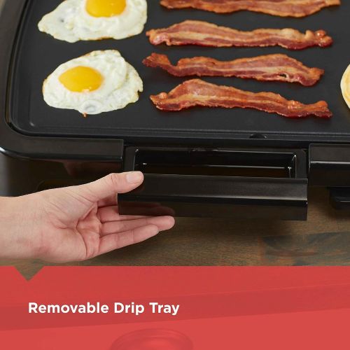  BLACK+DECKER Family-Sized Electric Griddle with Warming Tray & Drip Tray, GD2051B