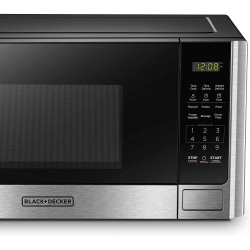  BLACK+DECKER EM925AB9 Digital Microwave Oven with Turntable Push-Button Door,Child Safety Lock,900W,0.9 cu.ft,Stainless Steel