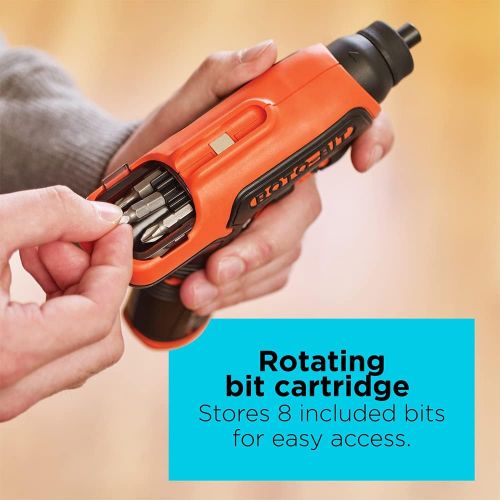  BLACK+DECKER 4V MAX Cordless Screwdriver with Bit Storage (BDCS50C),Orange