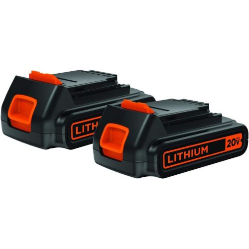  BLACK+DECKER 20V MAX Lithium Battery 1.3 Amp Hour, 2-Pack (LBXR20B-2)