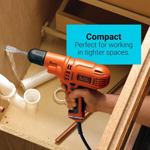  BLACK+DECKER Corded Drill, 6.0-Amp, 3/8-Inch (DR340C)