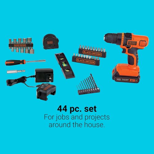  BLACK+DECKER 20V MAX Drill & Home Tool Kit, 44 Piece (LDX50PK)