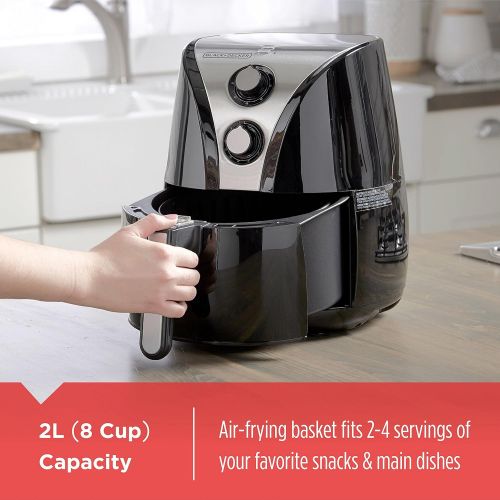  BLACK+DECKER Purify 2-Liter Air Fryer, Black/Stainless Steel, HF110SBD