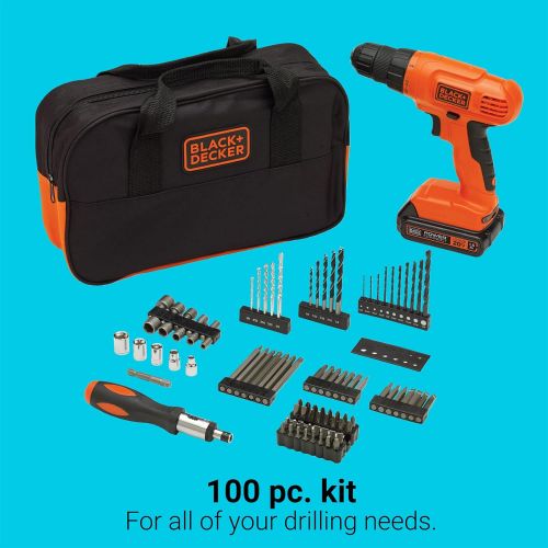  BLACK+DECKER 20V MAX Drill & Drill Bit Set, 100 Piece (BDC120VA100)