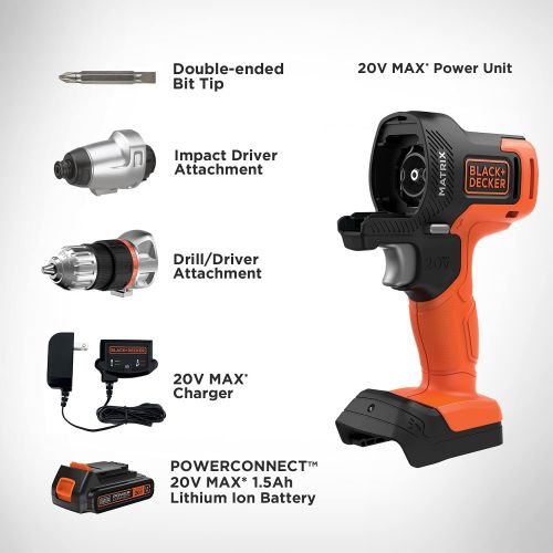  BLACK+DECKER 20V MAX Matrix Cordless Drill Combo Kit, 2-Tool (BDCDMT120IA)