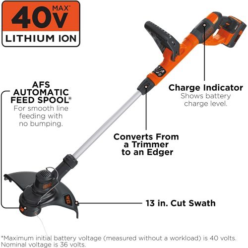  BLACK+DECKER 40V MAX String Trimmer / Edger, 13-Inch (LST140C)