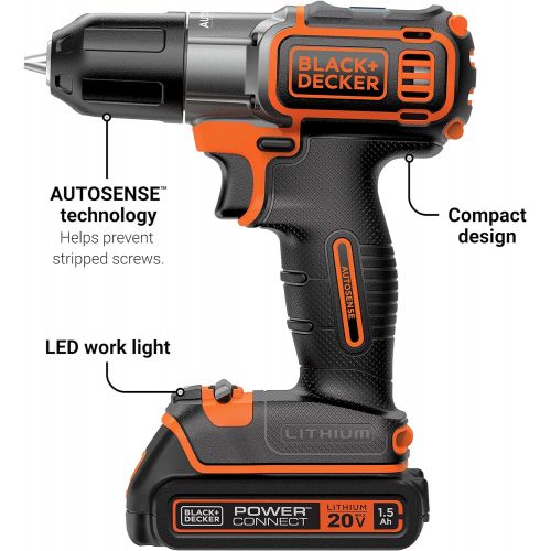  BLACK+DECKER BDCDE120C 20V MAX Lithium-Ion Drill/Driver with Autosense Technology