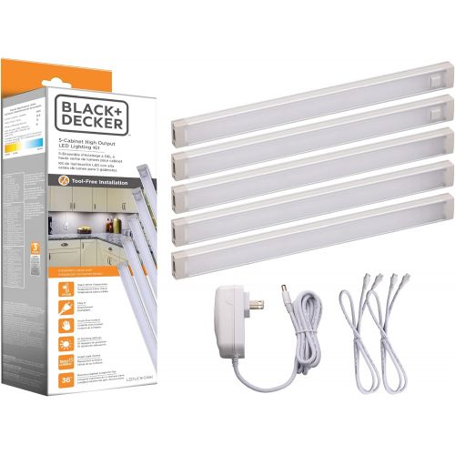  BLACK+DECKER LEDUC9-5WK LED Under Cabinet Kit with Motion Sensor, Dimmable Kitchen Accent Lighting, Tool-Free Install, Warm White 2700k, 9 Length, 5-Bars