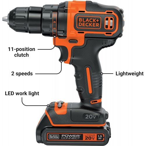  BLACK+DECKER 20V MAX Cordless Drill/Driver Variable Speed (BDCDD220C)