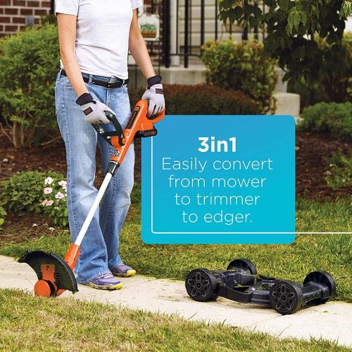  BLACK+DECKER 3-in-1 Lawn Mower, String Trimmer and Edger, 12-Inch (MTC220)
