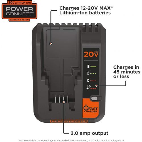  BLACK+DECKER 20V MAX Lithium Battery Charger, 2 Amp (BDCAC202B)