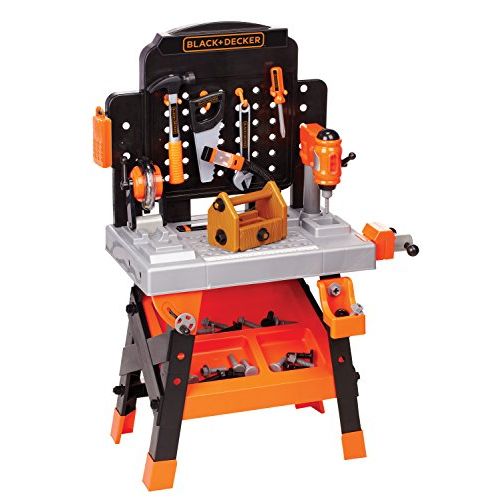  BLACK + DECKER Power Tool Workshop - Play Toy Workbench for Kids with Drill, Miter Saw and Working Flashlight - Build Your Own Tool Box  75 Realistic Toy Tools and Accessories