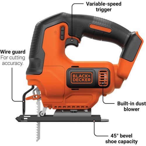  BLACK+DECKER 20V MAX Jig Saw, Tool Only (BDCJS20B)