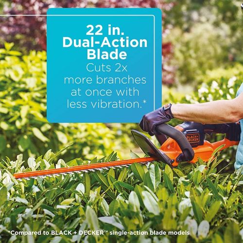  BLACK+DECKER 20V MAX Cordless Hedge Trimmer with POWERCOMMAND Powercut, 22-Inch (LHT321FF)