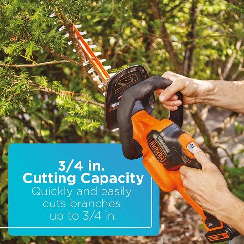  BLACK+DECKER 20V MAX Cordless Hedge Trimmer with POWERCOMMAND Powercut, 22-Inch (LHT321FF)