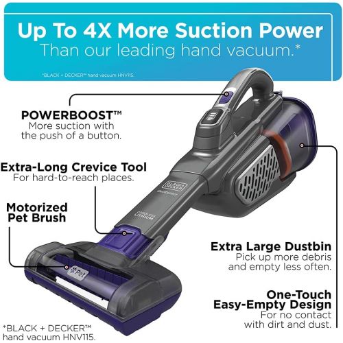  BLACK+DECKER dustbuster Handheld Vacuum, Cordless, AdvancedClean+, Gray (HHVK515JP07)