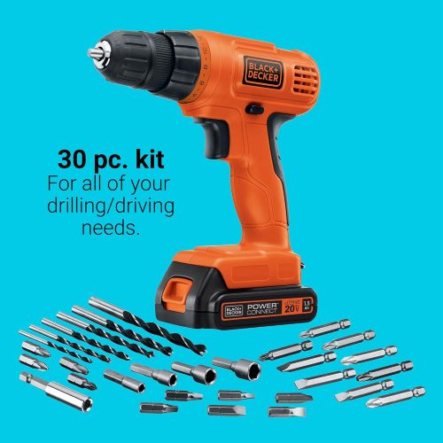  BLACK+DECKER 20V MAX Cordless Drill / Driver with 30-Piece Accessories (LD120VA)