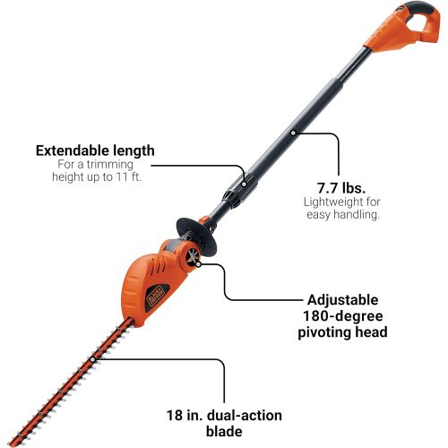  BLACK+DECKER 20V MAX Cordless Hedge Trimmer, 18-Inch, Tool Only (LPHT120B)